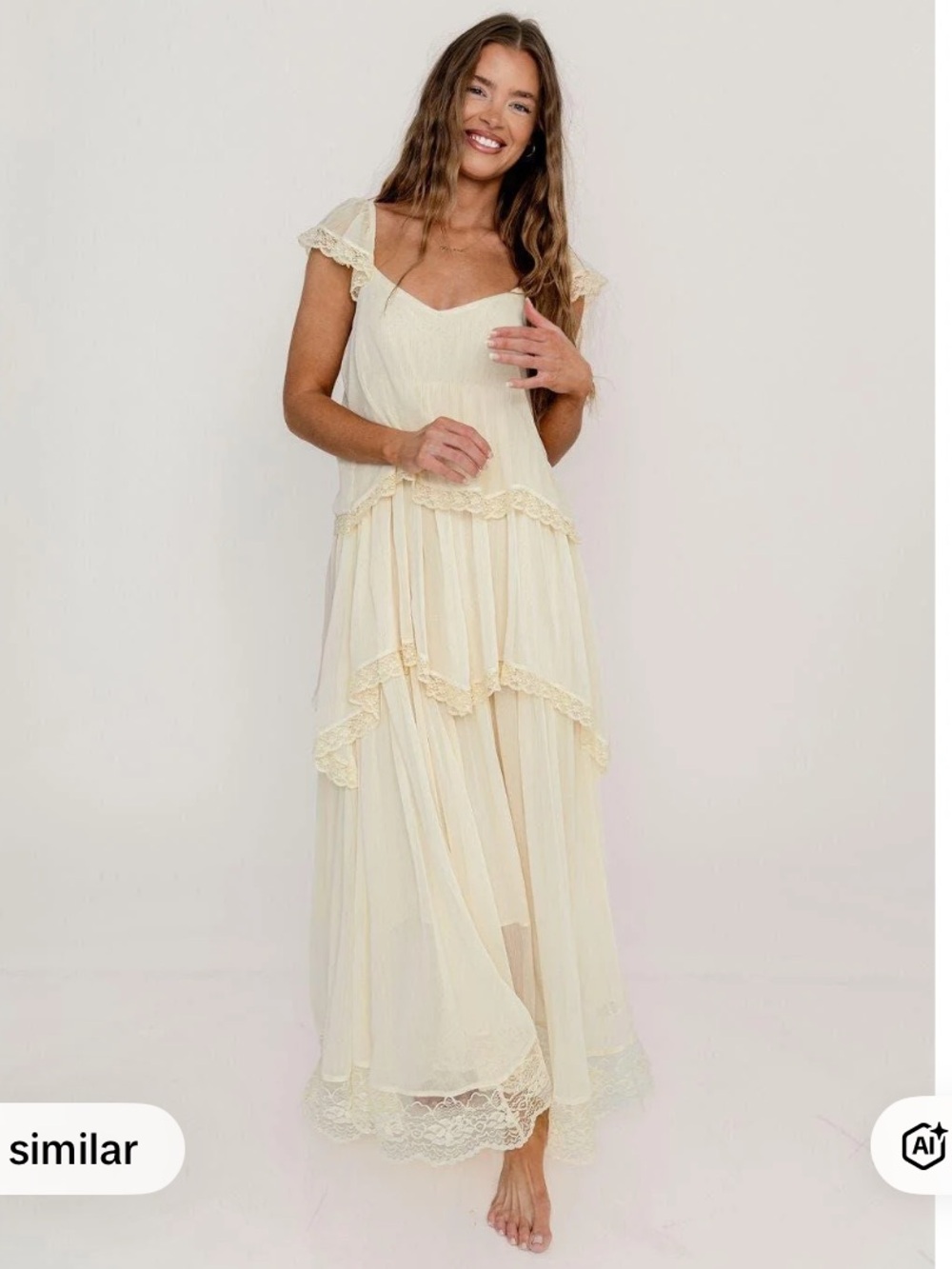 NWT Worth Collective Nicola Maxi Dress in Light Beige - Picture 2 of 4